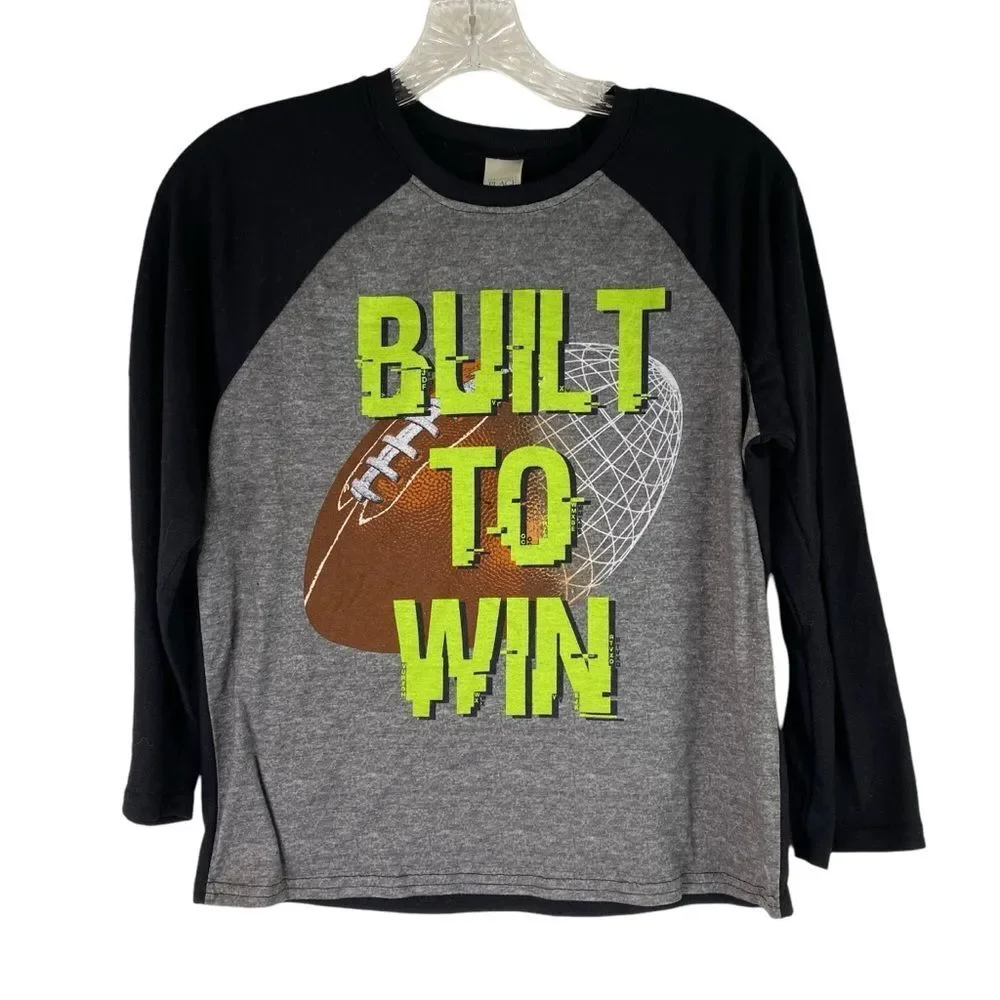 5/$25 Children’s Place Black Gray Football Built To Win Long Sleeve PJ Shirt L